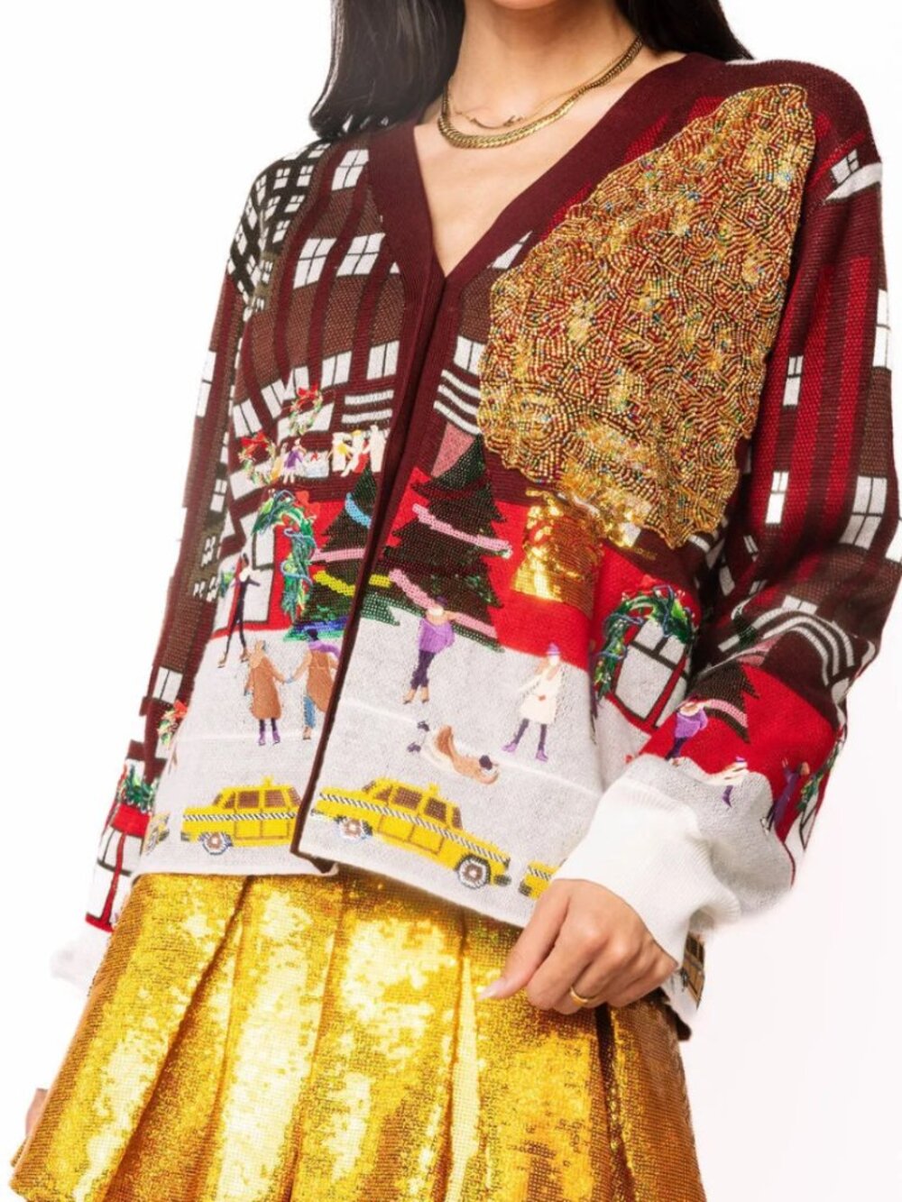 QUEEN OF SPARKLES Multi Rockefeller Center Button Up Cardigan